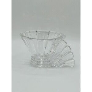 Vintage Rosenthal Crystal Art Deco Fan Shell Bowl Germany Signed 4.5" Sculptural